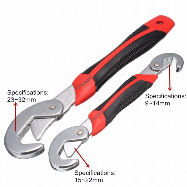 Greaked Universal Key Pipe Wrench 8-22 / 22-32mm Open End Spanner Set High-carbon Steel 45#steel Grip Tool Plumber Multi Hand Tool 