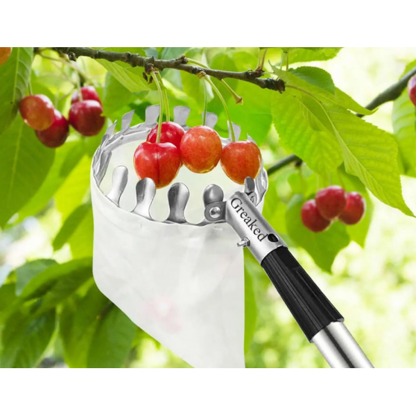 Greaked Stainless Steel Splicing Rod Fruit Picker 160cm Telescopic Pole High Tree Orchard Picking Tool For Farm Garden Supplies 