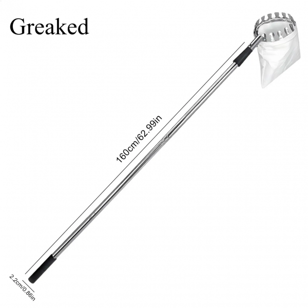 Greaked Stainless Steel Splicing Rod Fruit Picker 160cm Telescopic Pole High Tree Orchard Picking Tool For Farm Garden Supplies 