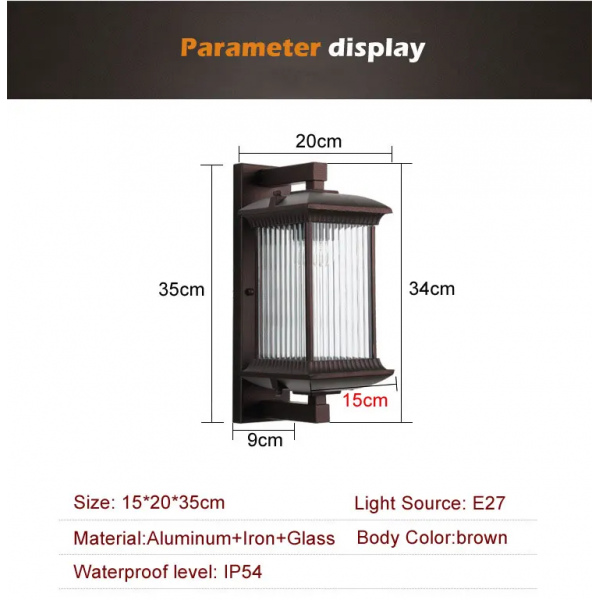 Greaked Outdoor Wall Lamp Metal Waterproof Outside Wall Lights AC90-260V Exterior Wall Lighting for Hotel Villa Big Porch Garden Gate 