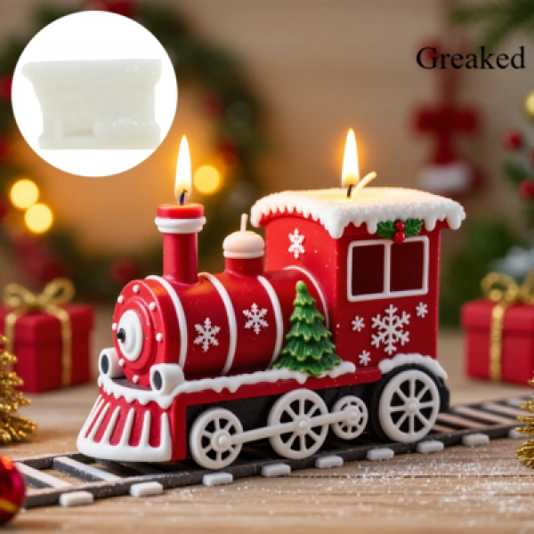 Greaked Christmas locomotive candle silicone mold Christmas tree snowflake Train gypsum mould New Year gift locomotive resin molds 