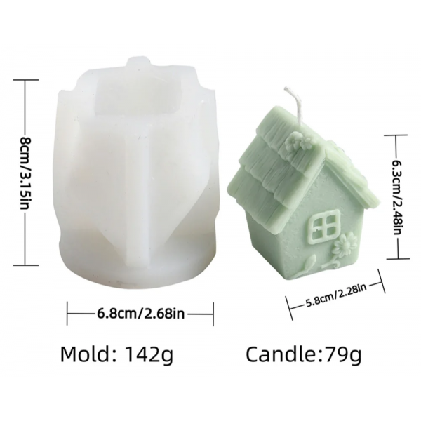 Greaked 3D House Candle Silicone Mold Cute Small House Scented Plaster Craft Mold DIY Bird Flower House Resin Casting Home Decorate Tool 