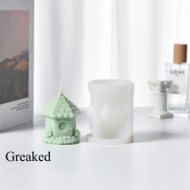 Greaked 3D House Candle Silicone Mold Cute Small House Scented Plaster Craft Mold DIY Bird Flower House Resin Casting Home Decorate Tool